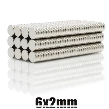50~2000pcs 6x2 mm Mini Vogla rrethore Magnet i fuqishëm 6mmx2mm Frigorifer N35 Magnet Neodymium disk 6x2mm Përhershëm NdFeB Magnet 6*2