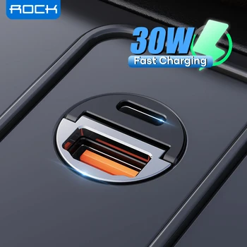 ROCK 30W USB Tipit C Makinë Mbajtëse karikimi Për iPhone 14 Pro Max QC3.0 PD3.0 Mini Metalik të Dyfishtë USB të Shpejtë Ngarkimit Përshtatës Për Xiaomi Samsung