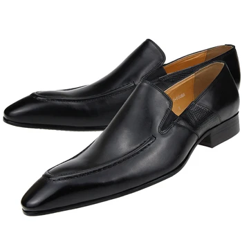 Thjesht punuar me dorë të Vërtetë Lopë Lëkure Këpucë për Burra të Sapato Sociale Formale Veshje e Dasmës Këpucë Loafers Vuri Gishtin Elegant Këpucëve