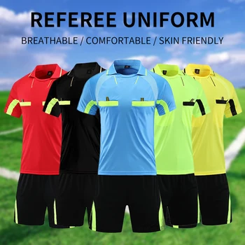 2022 të Futbollit Profesional Arbitri Uniforme Burrat, nga Ana e poshtë Jakë Futbolli Arbitri Rroba me Mëngë të Shkurtra Gjyqtari Këmishën e Ekipit Shirt