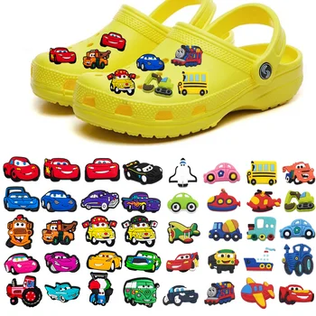 Disney jibz 1pcs e bukur makina PVC croc këpucë charms Cartoon automjeteve DIY Sandale Ndihmëse për clogs Dekorata djalë fëmijët dhurata