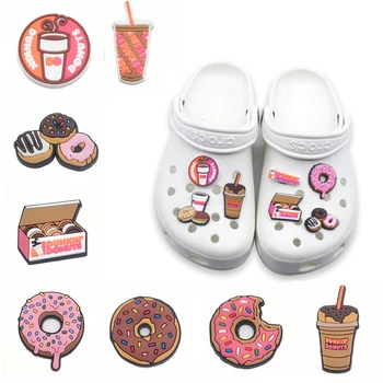Llojet Macaron Donut Cookies Pije Ushqim PVC Sandale Këpucë dhe Aksesorë Croc Charms Jibz Dekorimin Buckle Stoli DIY Wristbands