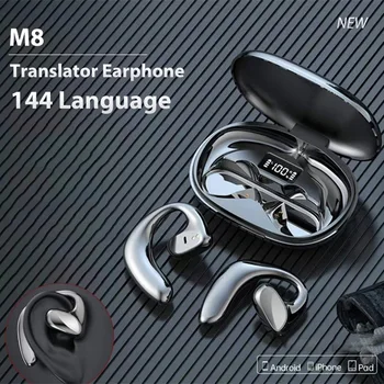 M8 Përkthyes Earbuds 144 Gjuha Përkthyes Pajisje Dy Mënyra Kohë Reale Përkthimi 97% Saktësi Të Lartë Të Mbështetur Muzikën E Quajtur