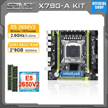 SZMZ Zyra X79G-NJË motherboard Vendosur X79 placa mae Vendosur LGA 2011 V1 V2 me Xeon E5 2650 V2 2650V2 procesor 16GB DDR3 kit