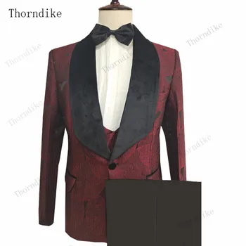 Thorndike 2021 Reja Mashkull Dasmës Prom Kostum të Gjelbër të Aftë të Pakta Smoking Njerëzit Bizneseve Formale të Punës Veshin Kostume 3Pcs të Vendosur (Xhaketë+Pantallona+Jelek)